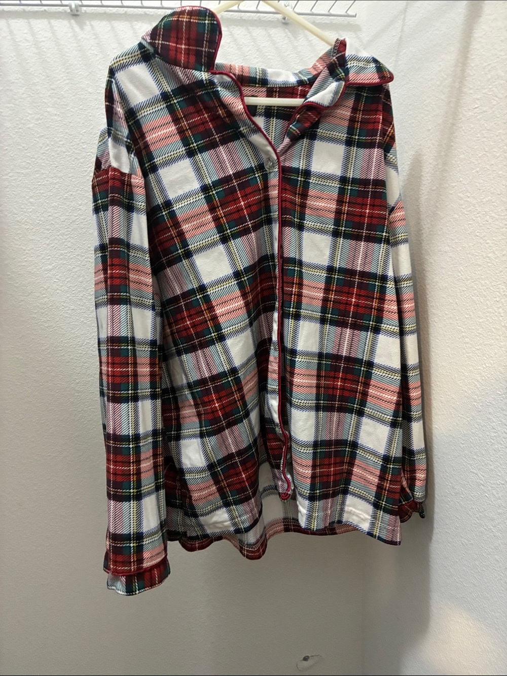 Angelina Red, Green & White Plaid Sleep Shirt